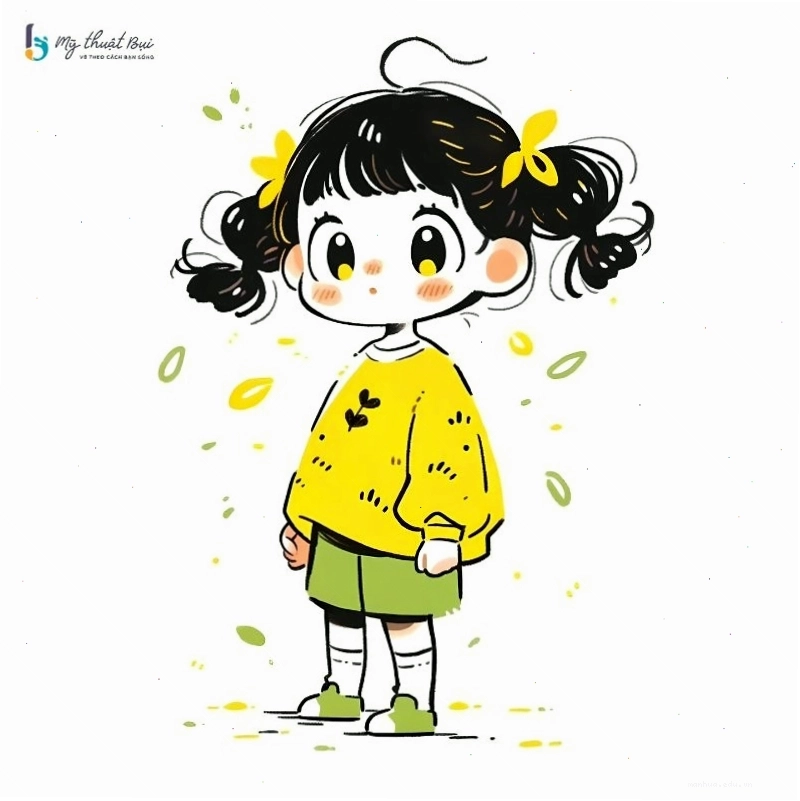 Cô gái anime chibi với mái tóc hồng và trang phục dễ thương