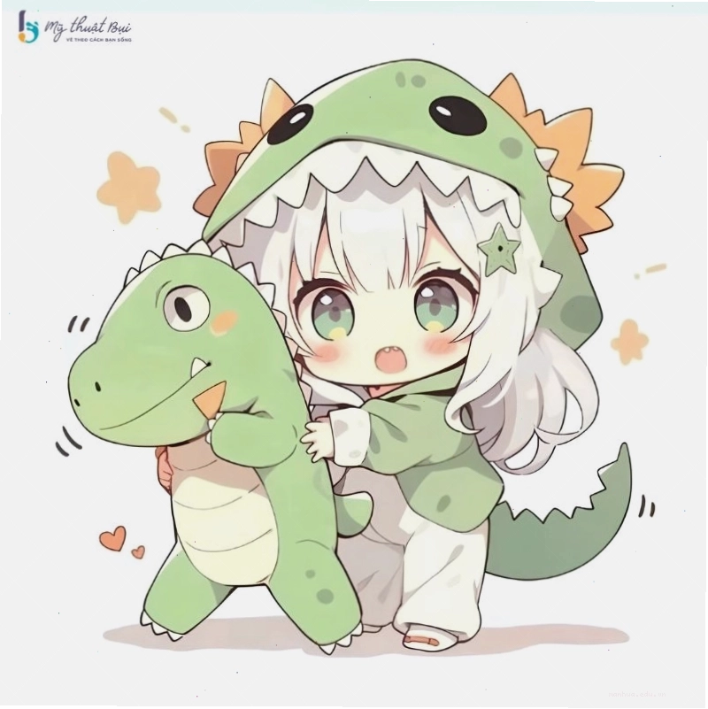 Hình ảnh cô gái chibi nữ đang làm điệu bộ đáng yêu